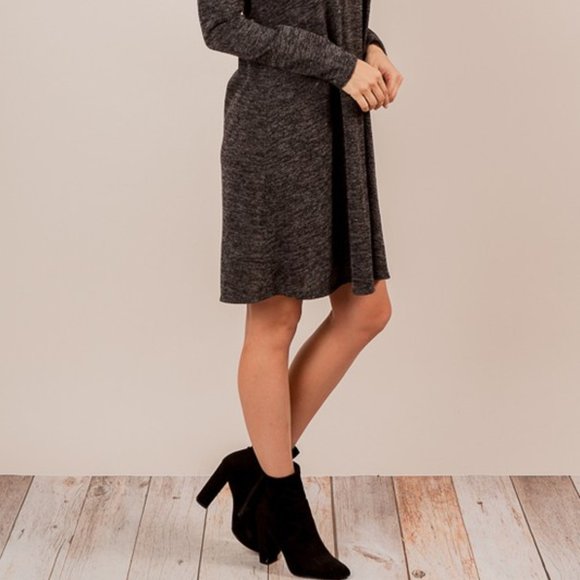 !ONLY 1 LEFT!  -  *HOST PICK*  Super Soft Heather Knit Midi Dress, Heather Black - Picture 6 of 6